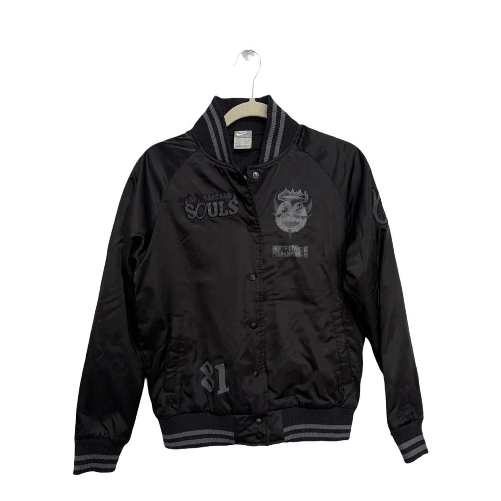 NIKE X MARK WARD Raising Hell St Reatham Women's Varsity Bomber Jacket M Black